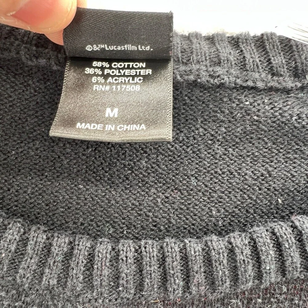 Star Wars Medium Womens Black Top Ugly Sweater Long Sleeve Pullover Darth‎ Vader - Picture 7 of 14